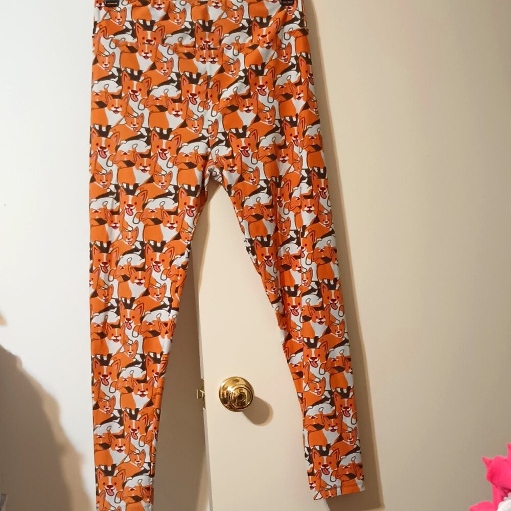 LuLaRoe Orange Fox Print Leggings